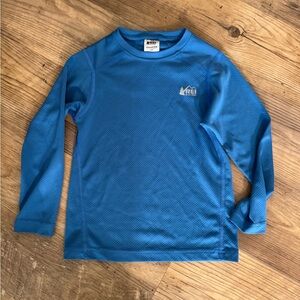 REI Blue UPF protective Long Sleeve Tee Classic Crew Neck
